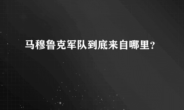 马穆鲁克军队到底来自哪里？