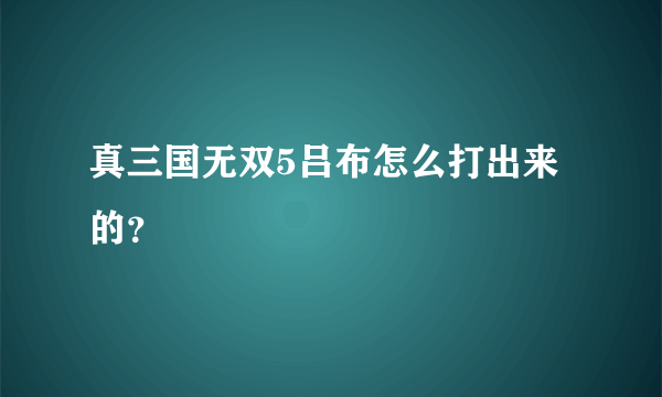 真三国无双5吕布怎么打出来的？