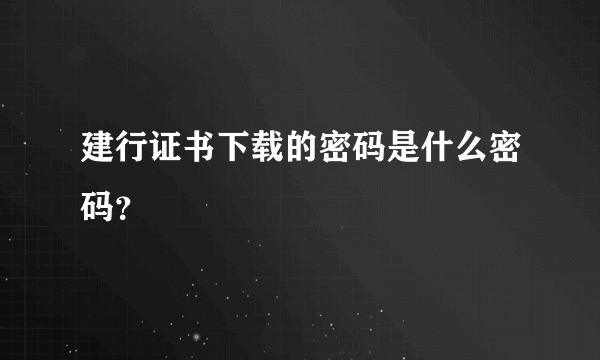 建行证书下载的密码是什么密码？