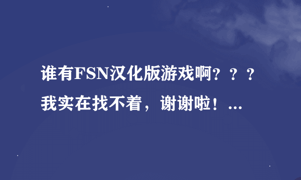 谁有FSN汉化版游戏啊？？？我实在找不着，谢谢啦！！！TAT