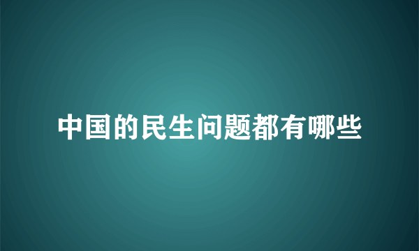 中国的民生问题都有哪些