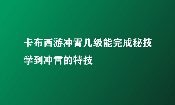 卡布西游冲霄几级能完成秘技学到冲霄的特技