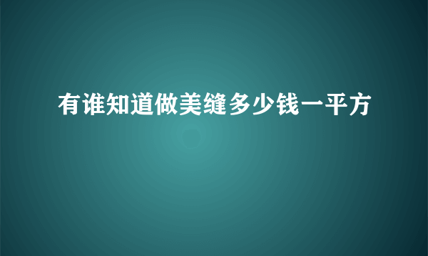 有谁知道做美缝多少钱一平方