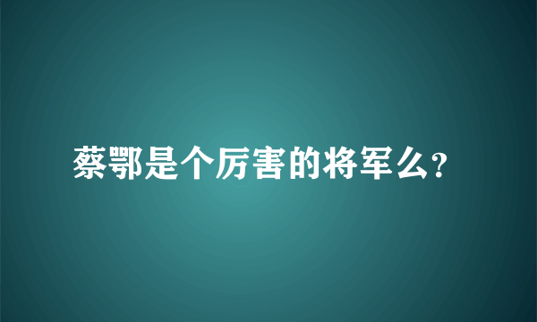 蔡鄂是个厉害的将军么？