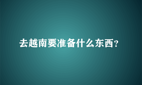 去越南要准备什么东西？