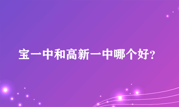 宝一中和高新一中哪个好？