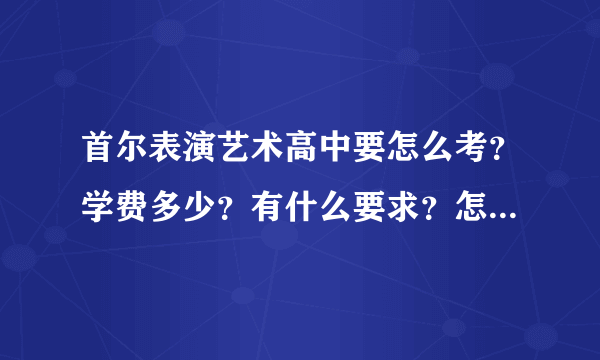 首尔表演艺术高中要怎么考？学费多少？有什么要求？怎么样才能进？有没有什么具体要求？（跪求啊！）