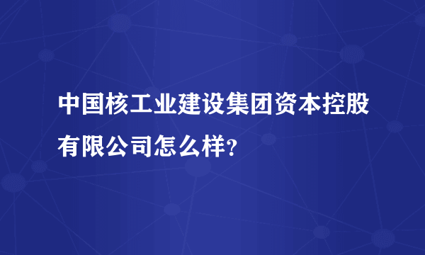 中国核工业建设集团资本控股有限公司怎么样？