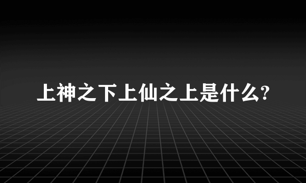 上神之下上仙之上是什么?