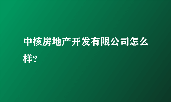 中核房地产开发有限公司怎么样？