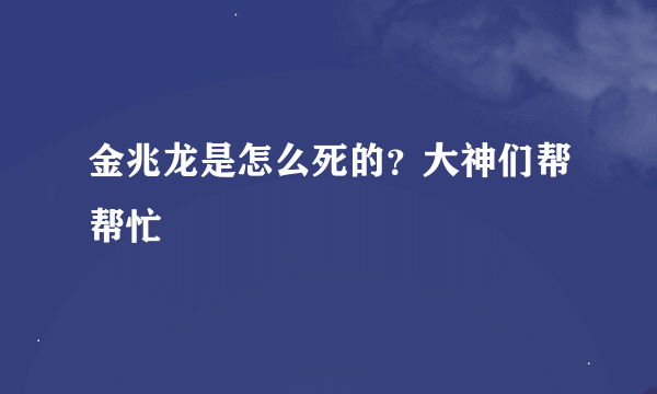 金兆龙是怎么死的？大神们帮帮忙