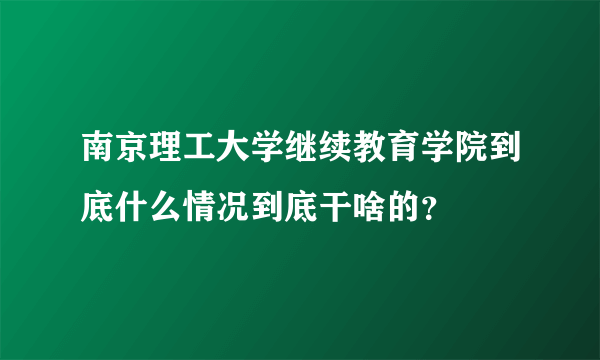 南京理工大学继续教育学院到底什么情况到底干啥的？