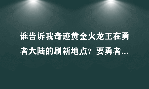 谁告诉我奇迹黄金火龙王在勇者大陆的刷新地点？要勇者的 要 坐标 找的头都大了！！