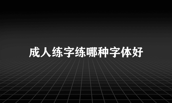 成人练字练哪种字体好