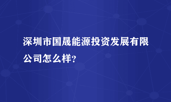 深圳市国晟能源投资发展有限公司怎么样？