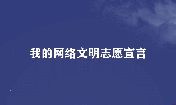 我的网络文明志愿宣言