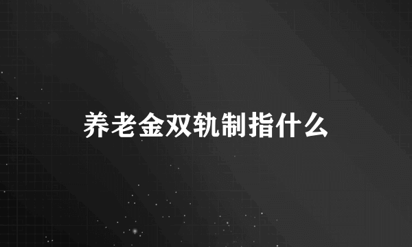 养老金双轨制指什么