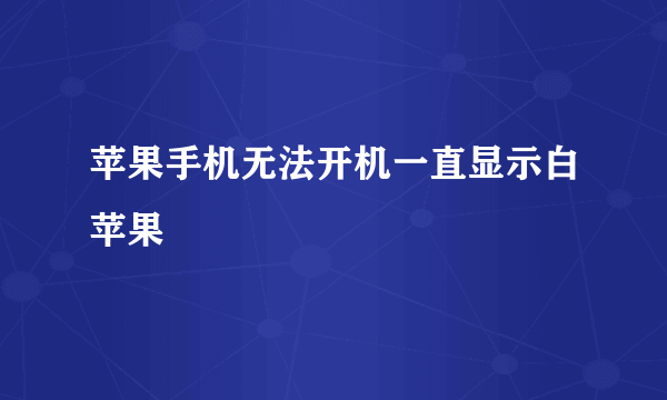 苹果手机无法开机一直显示白苹果