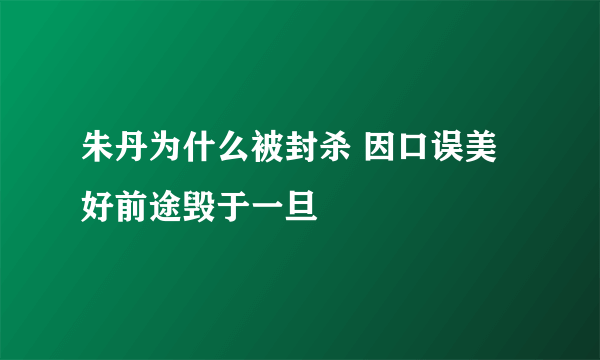 朱丹为什么被封杀 因口误美好前途毁于一旦