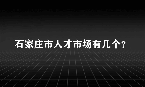 石家庄市人才市场有几个？