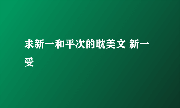 求新一和平次的耽美文 新一受