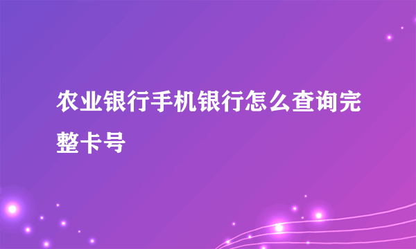 农业银行手机银行怎么查询完整卡号