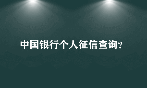 中国银行个人征信查询？