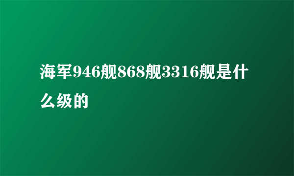 海军946舰868舰3316舰是什么级的