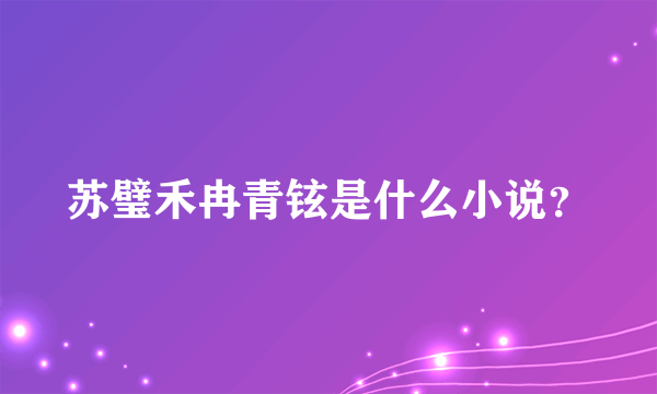 苏璧禾冉青铉是什么小说？