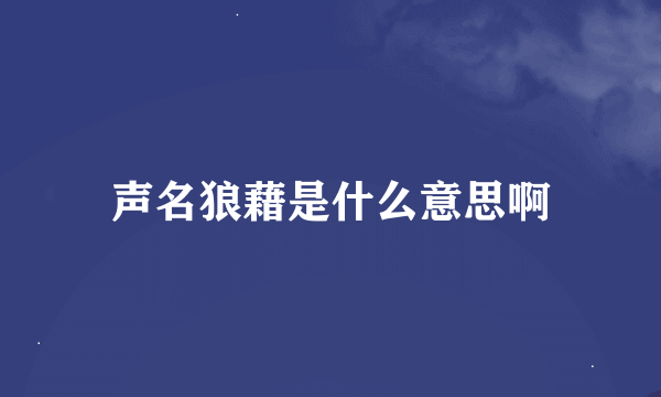 声名狼藉是什么意思啊