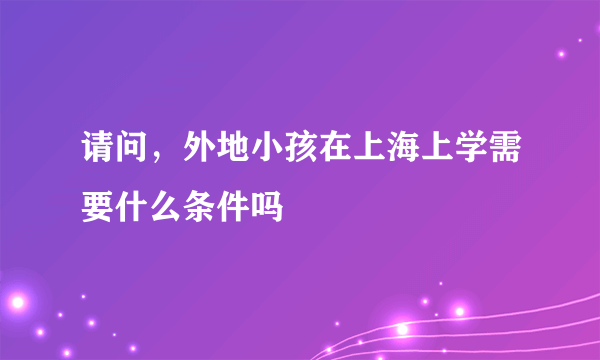 请问，外地小孩在上海上学需要什么条件吗