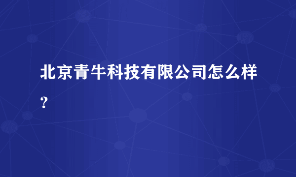 北京青牛科技有限公司怎么样？