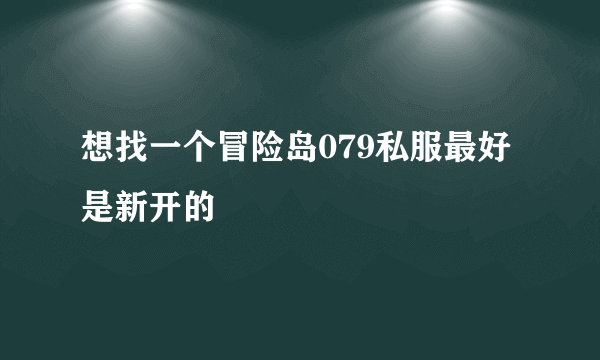 想找一个冒险岛079私服最好是新开的