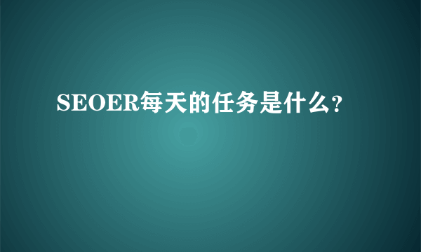 SEOER每天的任务是什么？