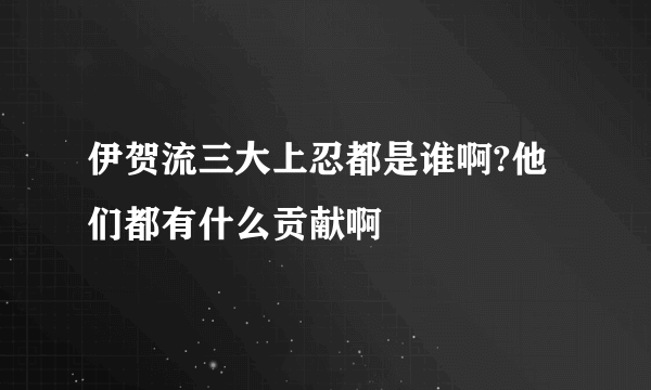 伊贺流三大上忍都是谁啊?他们都有什么贡献啊