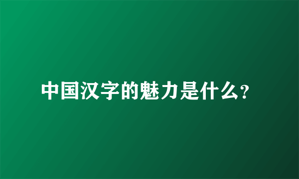 中国汉字的魅力是什么？