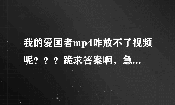 我的爱国者mp4咋放不了视频呢？？？跪求答案啊，急啊！！！