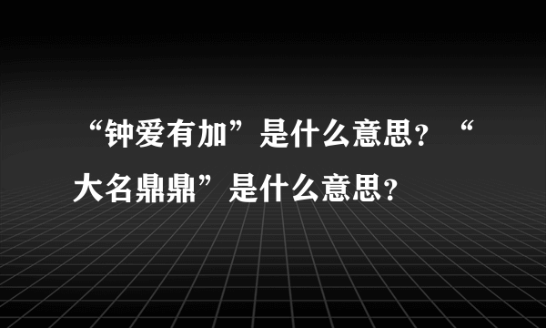 “钟爱有加”是什么意思？“大名鼎鼎”是什么意思？