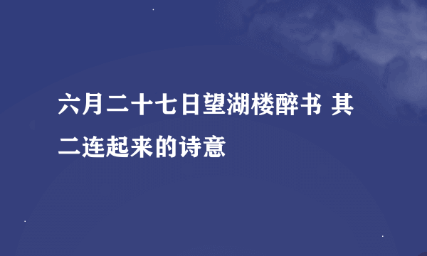 六月二十七日望湖楼醉书 其二连起来的诗意