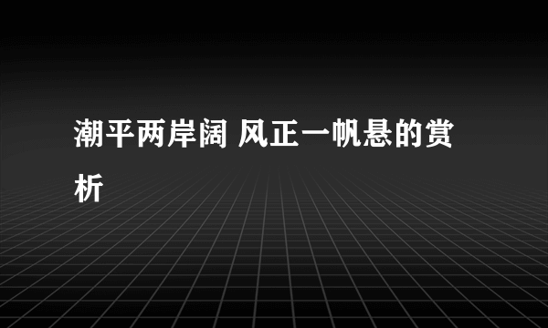 潮平两岸阔 风正一帆悬的赏析