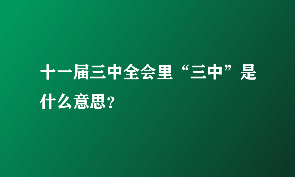 十一届三中全会里“三中”是什么意思？