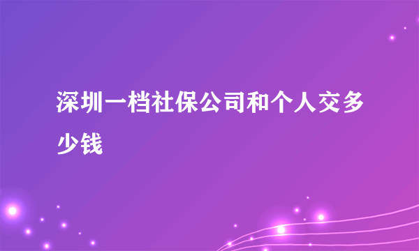 深圳一档社保公司和个人交多少钱