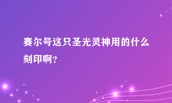 赛尔号这只圣光灵神用的什么刻印啊？