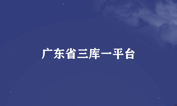 广东省三库一平台