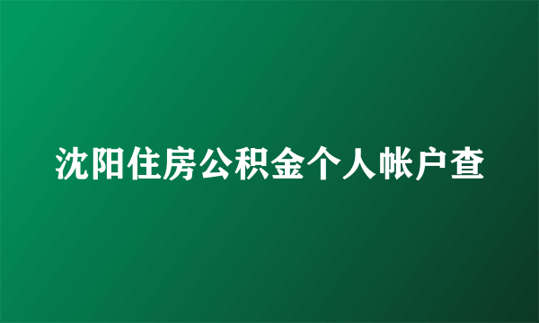 沈阳住房公积金个人帐户查