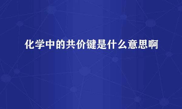 化学中的共价键是什么意思啊