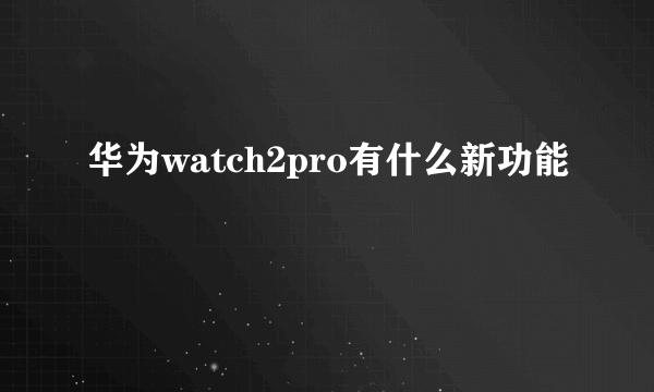 华为watch2pro有什么新功能