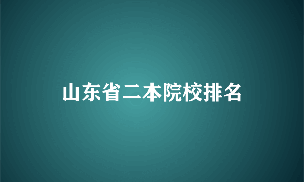 山东省二本院校排名