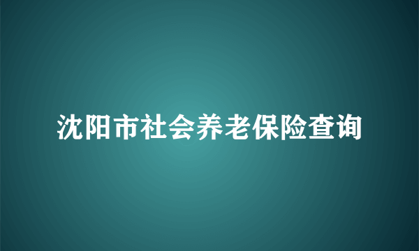 沈阳市社会养老保险查询