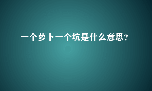 一个萝卜一个坑是什么意思？